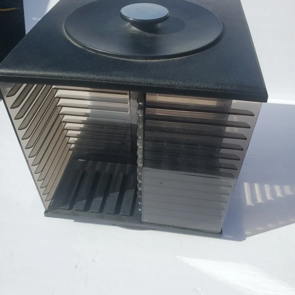 CD Carousel Rack Tower Storage‎ Holder Plastic Round Black Vintage Retro - Picture 6 of 9